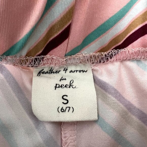 Feather 4 Arrow for Peek Girls Small 6/7 Pink Striped Swim Shorts - Picture 4 of 8